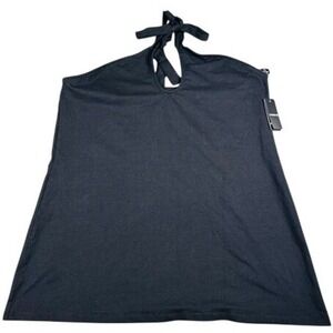 Torrid Halter Top Womens 3X Retro Chic Foxy Twist Neck Deep Black Sleeveless